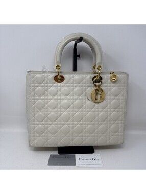 Christian Dior Lady Dior Bag Diamond Motif Cannage Ultra Matte Calfskin White